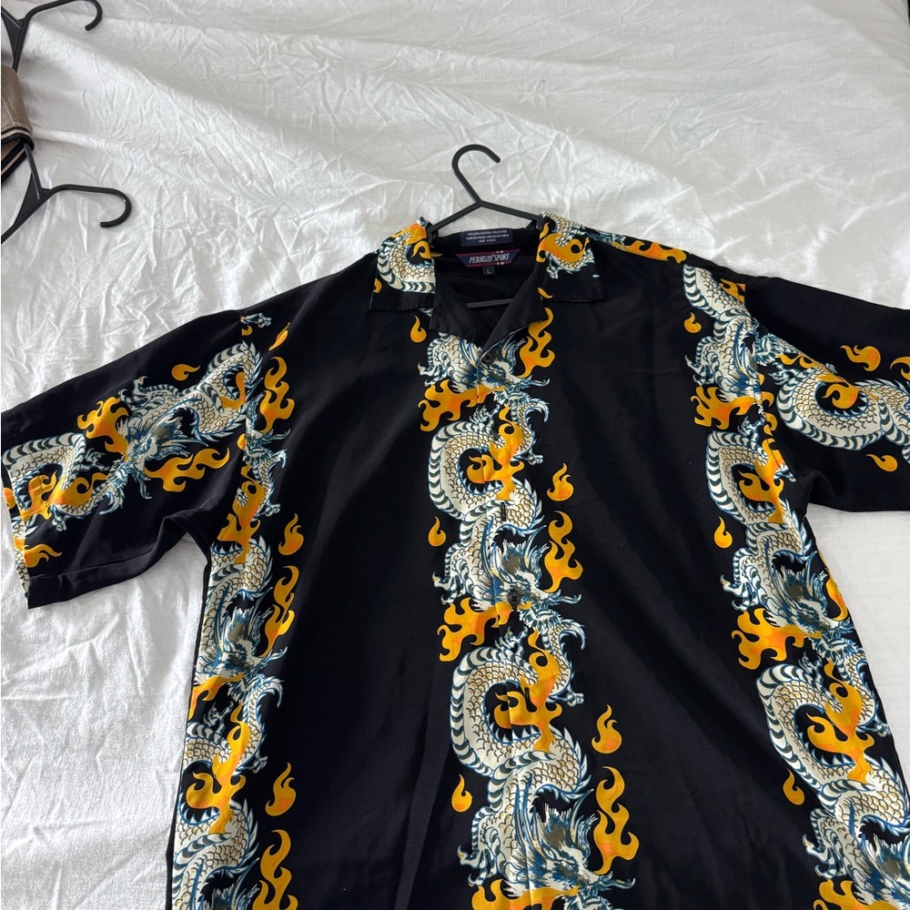 Dragon Print Black Shirt